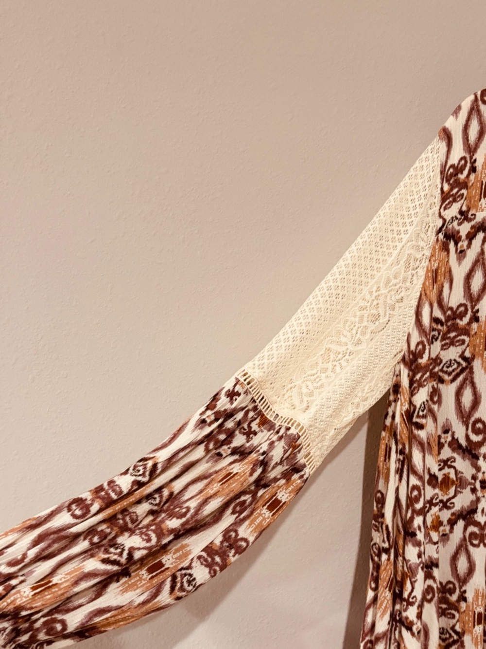 Gimmicks BKE Cream Brown Crochet Lace Boho Lightweight Western Rodeo Festival - Picture 3 of 16